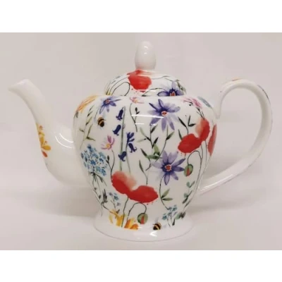 Image of Wildflowers Meadow Teapot Small 500 ml 17.5 fl oz Fine Bone China Bright Floral Hand Decorated UK
