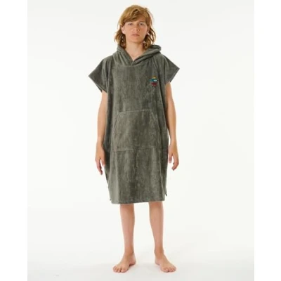 Image of RIP CURL Junior Logo Hooded Towel Changing Robe Poncho or for Beach Watersports &amp; Surfing Black