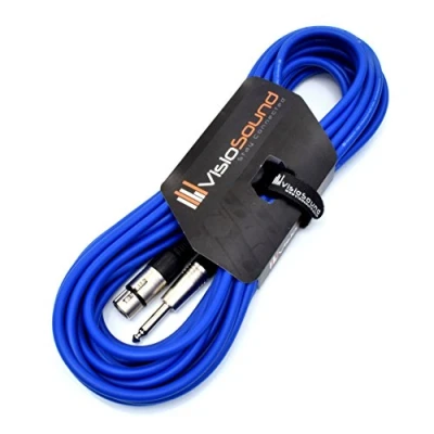 Image of Female XLR to 6.35mm 1/4&quot; Mono Jack Lead/Microphone/Signal Cable / 6 Colours 10m Blue