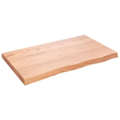 Image of vidaXL Light Brown Solid Oak Wood Table Top Handcrafted with Live Edge Design, Versatile, Treated Surface, Ample Size &amp; Capacity 100x60x(2 6) cm