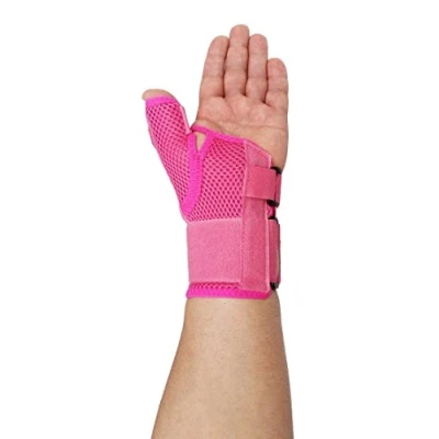 Image of LTG PRO® Breathable Mesh Thumb and Wrist Support Brace Splint Arthritis Stabiliser Universal One Adult Size for Left Right Hand MCP CMC joints (Pink)