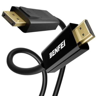 Image of Benfei DisplayPort to HDMI 4.5M Cable, DP Display Port HDTV 1080P Adapter Male Converter Gold plated Cord for Lenovo, Dell, HP, Asus and other brand