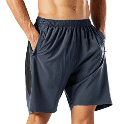 Image of HMIYA Men&#039;s Casual Sports Quick Dry Workout Running or Gym Training Short with Zipper Pockets(Grey,XXL)
