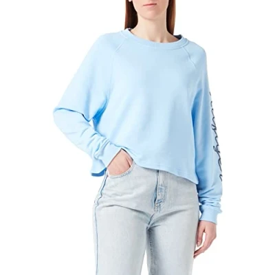Image of Tommy Hilfiger Women Rope Puff Print Sweatshirt without Hood, Blue (Vessel Blue), XL