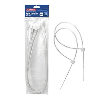 Image of Faithfull CT600WHD Heavy Duty Nylon Cable Ties 600mm Long 9mm Wide. 10 Pack