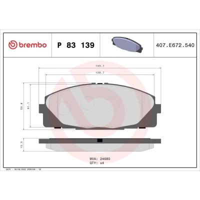 Image of 0446526420, 0446526421 Brake pad set BREMBO P 83 139 excl. wear warning contact without accessories TOYOTA: HIACE 4 Kasten, Kasten
