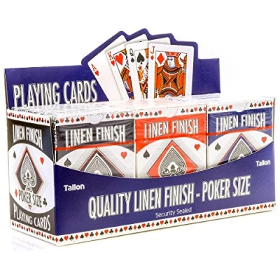 Image of White Hinge 12 Packs Of Poker Playing Cards Linen Finish