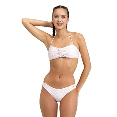 Image of arena Allover Women&#039;s Bandeau Bikini, Swimsuit with Quick Drying Recycled Stretch Fabric, Removable Cups, Upper and Briefs Straps