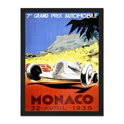Image of Wee Blue Coo Sport Exhibition Race Advert Grand Prix Car Automobile Monaco Large Framed Art Print Poster Wall Decor 18x24 inch