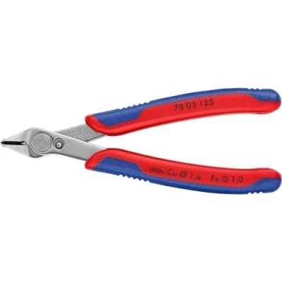 Image of KNIPEX Electronic Super Knips Electronics Diagonal Cutter, 125 mm, Soft Wire(Copper) to 1.6 Medium Hard Wire 1 78 03