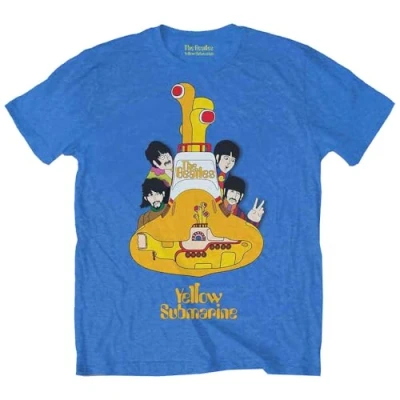 Image of The Beatles Boys/Girls Yellow Submarine Cotton T Shirt, Blue, 13 14 años