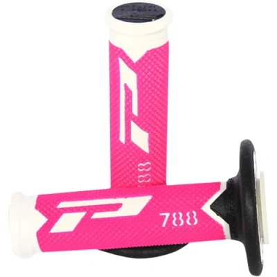 Image of Progrip 788 Pa078800WFXN Motocross Handlebar Grips White/Fluorescent Pink/Black