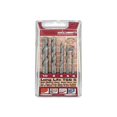 Image of Alpen 700105100 5 Long Life TSS Tungsten Carbide Masonry Drill Bits, Grey, 4/5/6/8/10 mm