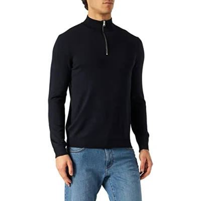 Image of ONLY &amp; SONS Men&#039;s ONSWYLER Life LS Half Zip Knit Sweater, Dark Navy, XXL