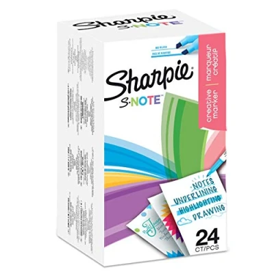 Image of Sharpie S Note Highlighter Pens, Part Art Marker, to Draw, Write and More, Chisel Tip, Assorted Pastel Colours, 24 Count