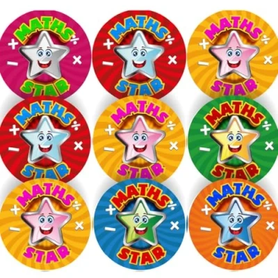 Image of 144 Star Maths 30mm Glossy Reward Stickers for Teachers &amp; Parents