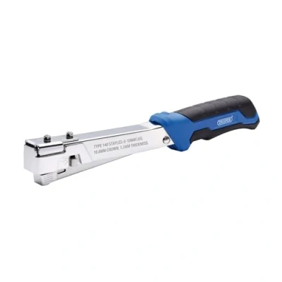 Image of Draper Hammer Tacker, Uses Type 140/6 12mm Staples, Durable Steel 13807 Soft Grip