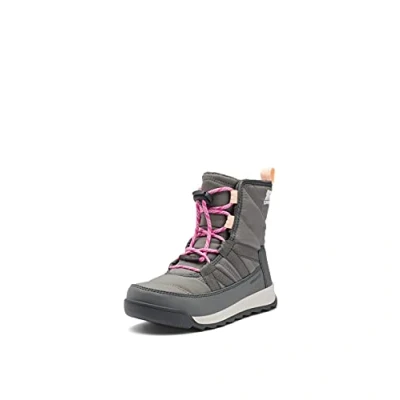 Image of Sorel Kids WHITNEY II SHORT LACE WATERPROOF Unisex Casual Winter Boots, Grey (Quarry x Grill) Youth, 5 UK