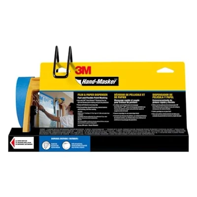 Image of 3M Hand Masker M3000 Tool Painter&#039;s Tape and Masking Film Dispenser Kit, Protects Surfaces from Paint Splatters, Includes 12 Inch Blade, Film, 1 Kit