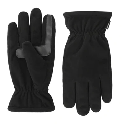 Image of isotoner Men&#039;s Fleece Touchscreen Glove, Water Repellent with a Sherpa Soft Lining Cold Weather, Black, Large