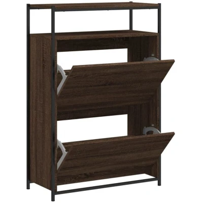 Image of vidaXL Shoe Cabinet Brown Oak 75x34x112 Engineered Wood