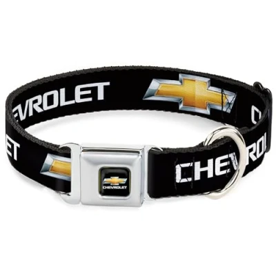 Image of Buckle Down DC WCH007 S 9 15&quot; &quot;CHB Chevy Bowtie Full Color Black/Gold Dog Collar, Small