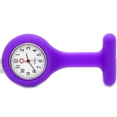 Image of Beauty + Nurse Watch Brooch Silicone with Clip Pocket Fob Hanging for Doctor (Purple)
