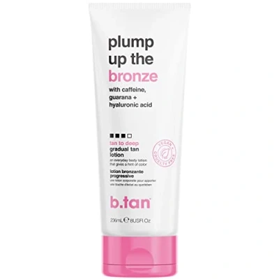 Image of b.tan Dark Gradual Self Tanning Lotion Plump Up the Bronze Everyday Develop a Deep, Bronzed Glow, Infused With Hyaluronic Acid For Plump, Juicy Skin, Vegan, Cruelty &amp; Paraben Free, 236ml