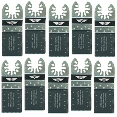 Image of 10 x 35mm TopsTools FA35B_10 Fast Fit Metal Cutting Blades Compatible with Dewalt Stanley Black and Decker Bosch Fein (Non StarLock) Makita Milwaukee Parkside Ryobi Worx Workzone Multitool
