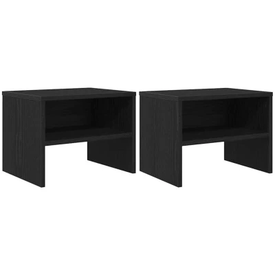 Image of vidaXL Bedside Cabinet 2 pcs Black oak 40 x 30 cm Engineered wood