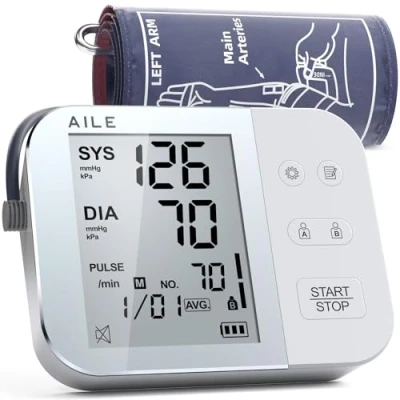 Image of Blood Pressure Monitor CE Approved UK: AILE 111 Digital BP Machine Upper Arm for Home Use with Adjustable Large Cuff(22 42cm) Voice Broadcast Accurate and Reliable