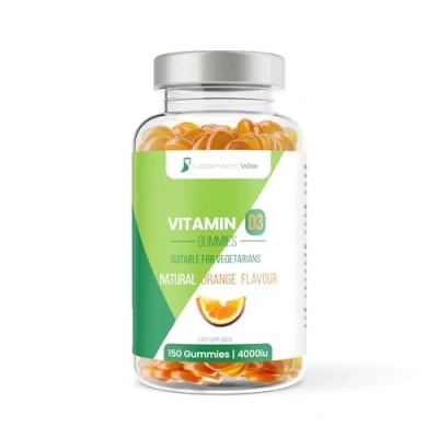 Image of Vitamin D Gummies 4000iu 150 Pack Natural Orange Flavour Chewable for Adults Five Month Supply Delicious Immune System Support High Strength D3 Made in The UK