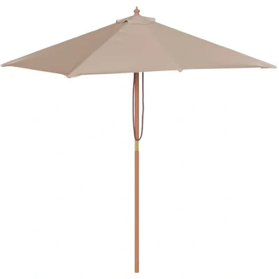 Image of vidaXL Garden Parasol with Wooden Pole 150x200 cm Taupe