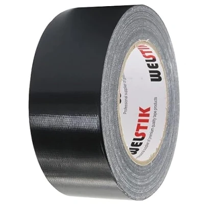 Image of WELSTIK Black Duct Tape, Waterproof Cloth Fabric,Colored Gaffer Tape for Repairs, DIY, Crafts, Indoor Outdoor Use,50mm X 41M, 7.5 Mil Thick,Black