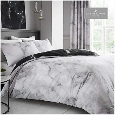 Image of GC GAVENO CAVAILIA Easy Care Duvet Cover Printed Quilt Set Reversible Bedding, Single, White