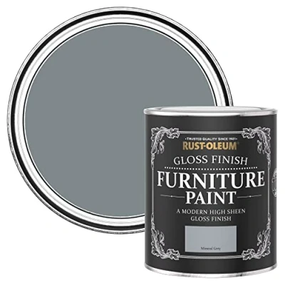 Image of Rust Oleum Grey Furniture Paint in Gloss Finish Mineral 750ml