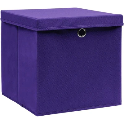 Image of vidaXL Storage Boxes with Covers 10 pcs 28x28x28 cm Purple