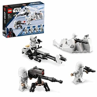 Image of LEGO Star Wars Snowtrooper Battle Pack 75320 Toy Building Kit for Kids Aged 6 and Up; Features 4 Characters, a Buildable Imperial Hoth Speeder Bike, E Web Heavy Repeating Blaster More (105 Pieces)