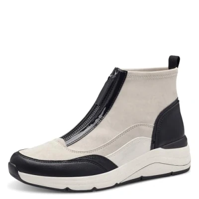 Image of Jana Women&#039;s High Trainers 8 25473 43 Fashion Boot, Ivory Black, 6 UK