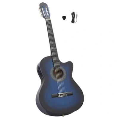 Image of vidaXL Classical 6 Strings Cutaway Guitar with EQ, Fine tuned Sound Quality &amp; Beautiful Blue Basswood Body, Ideal for Amateurs and Beginners