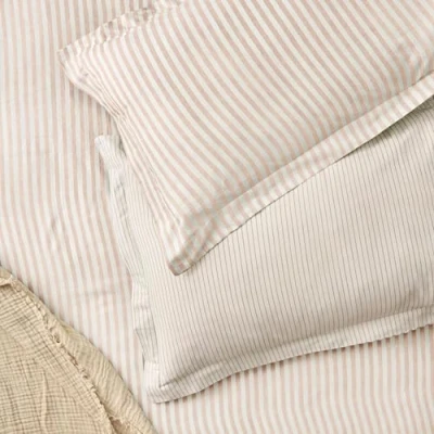 Image of Yard Hebden Melange Stripe Cotton Pillowcase Pair