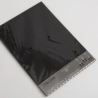 Image of Italian Options 250GSM Non Shed Glitter Card Craft Paper 10 Sheets, A4 Size, Black