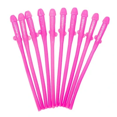 Image of Stylex Willy Straws Novelty Choose Your Colour Reuseable Hen Do Stag Party Supplies (Pink)
