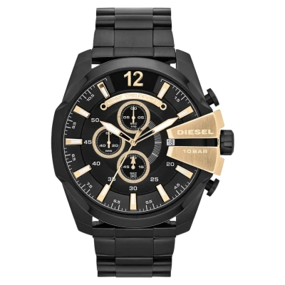 Image of Diesel Mega Chief Mens Black Watch DZ4338 Stainless Steel One Size