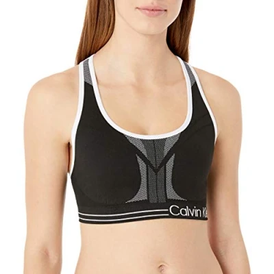 Image of Calvin Klein womensMedium Impact Reversible Sports Bra Black S