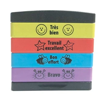 Image of French 4 in 1 Self Inking Teacher Stamp: Très Bien, Bon Effort, Bravo, Travail Excellent