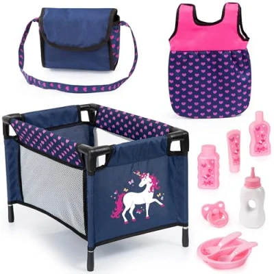 Image of Bayer Design 61754AC doll Accessories, baby bed, bag, sleeping care set, bottle, dummy
