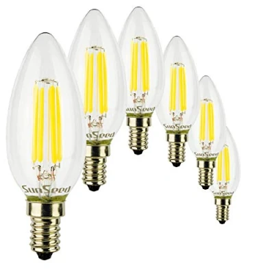 Image of SUNSEED 6 X E14 4W (Equivalent to 40W) Sapphire Filament LED Candle Light Bulb C35 Neutral White 4000K