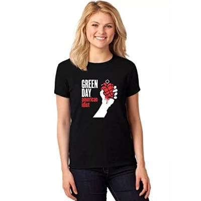 Image of Band Monkey Green Day Ladies T Shirt American Idiot Black