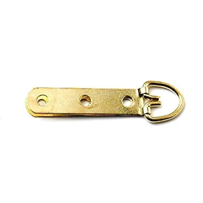 Image of Merriway BH05354 (4 Pcs) Heavy Duty Picture Hanger, Brass Plated 3 Hole Pack of 4 Pieces